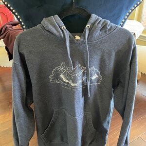 Gray Women's Hoodie with Mountain Design. Size Medium.